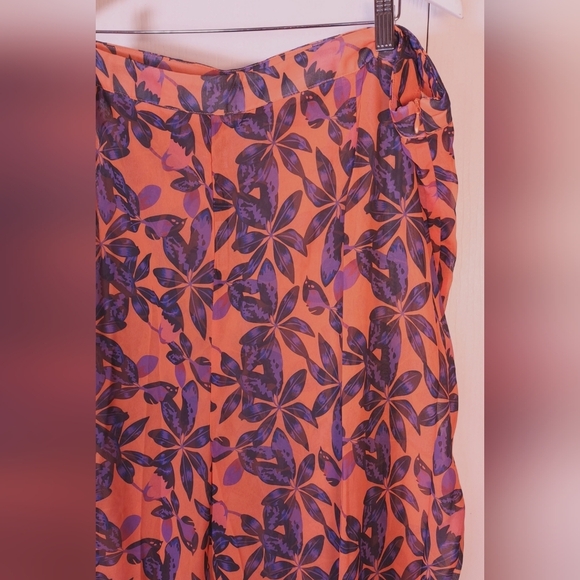 Pretty Little Thing Plus Orange Print Beach Flares Size 22 NWT Beach Tropical - Picture 3 of 11